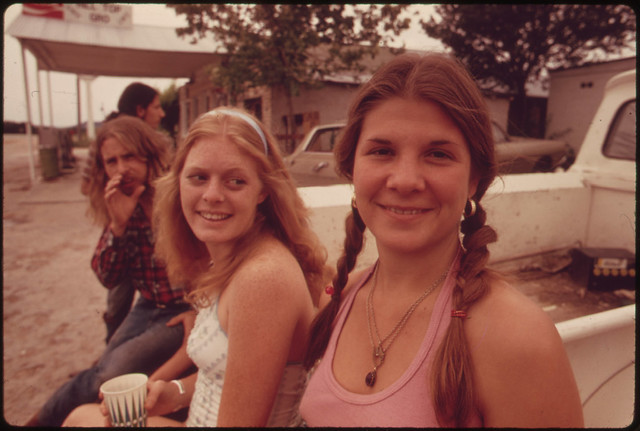 Group of Teenagers in the Town of Leakey, Texas, near San Antonio, 05/1973