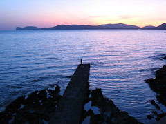 Alghero sunset and the fisherman