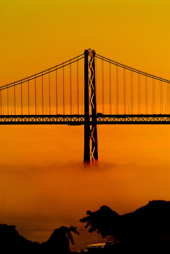 bridge fog sunrise bay nikon san francisco coittower area d300 sanfranciscobaybridge foggysunrise