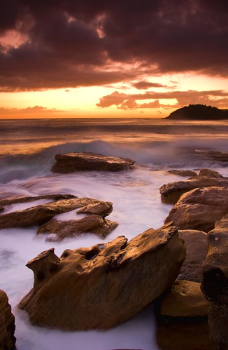 beach water sunrise geotagged rocks surf waves manly sydney australia cabbagetreebay geo:lat=33799085 geo:lon=151297596