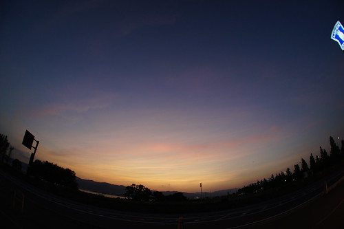 trip チャリ 紫陽花　夕日　sunset