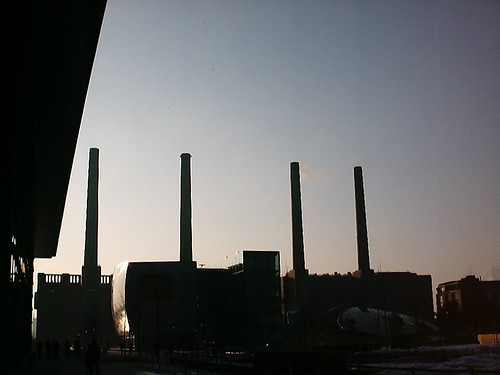 sunset sky industry vw germany volkswagen deutschland sonnenuntergang himmel powerplant kraftwerk wolfsburg chimneys schornsteine schlote jomaot