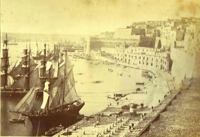 Ships at Grand Harbour Malta 1870s