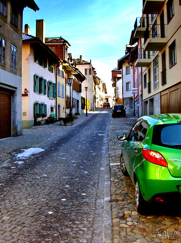 street winter green car schweiz switzerland colorful suisse suiza swiss suiça svizzera estavayer 70views швейцария limaalisa