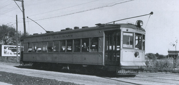 Valparaiso and Northern Interurban, Eastbound Near Car Barn, 1938 - Valparaiso, Indiana