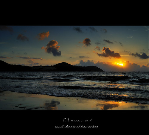 morning travel red vacation sky orange cloud sun beach sunrise nikon asia macau nikkor 35mmf2d d700