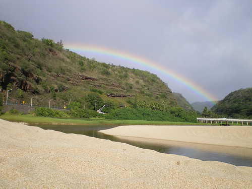 Rainbow over Waimea Bay Park