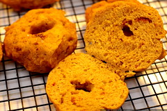 sun dried tomato bagels after baking 