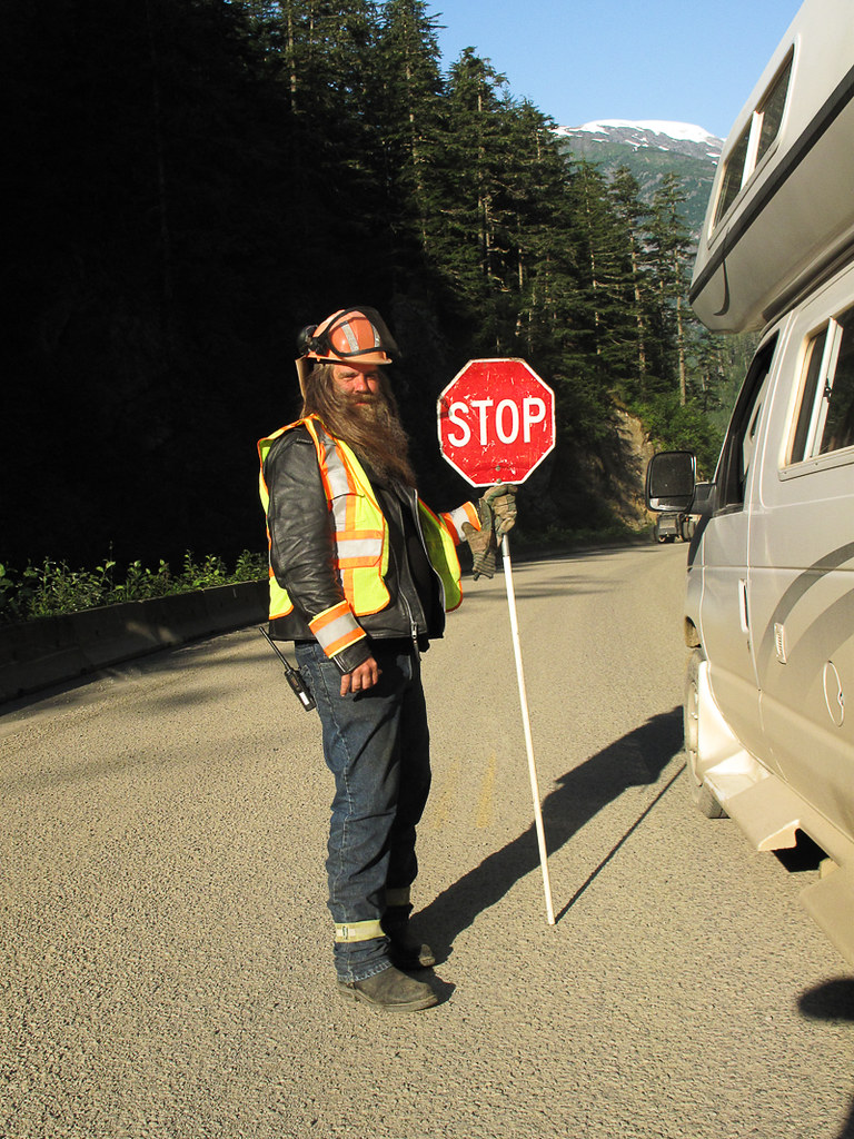 Road worker, British Colombia, Yukon, Canada, 2008