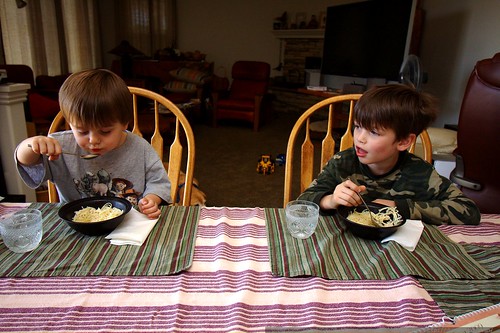 brothers eating chicken noodle soup    MG 1673