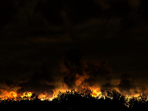 sunset silhouette night dark landscape fire forestfire highdynamicrange fie settingsun photomatix tonemapping pfff bergholzohio primevalforestgroups pfhell