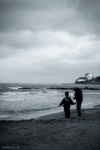 family sunset sea sky people bw game beach water clouds sand europe view father wave son shore romania constanta tamron2875f28 eforie nikond80