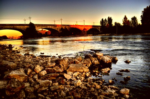 city bridge sunset france river golden orleans rocks europe loire