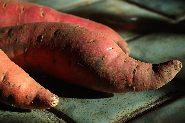 Three sweet potatoes by Eve Fox, Garden of Eating blog