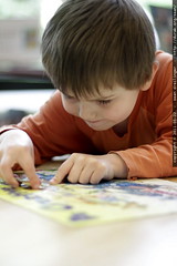 finishing a jigsaw puzzle @ the library 