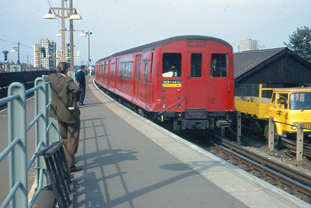 LT East London line train at New Cross, probably in autumn 1971