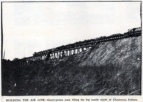 Trestle on the Chicago-New York Electric Air Line Railroad, circa 1910 - Liberty Township, Porter County, Indiana