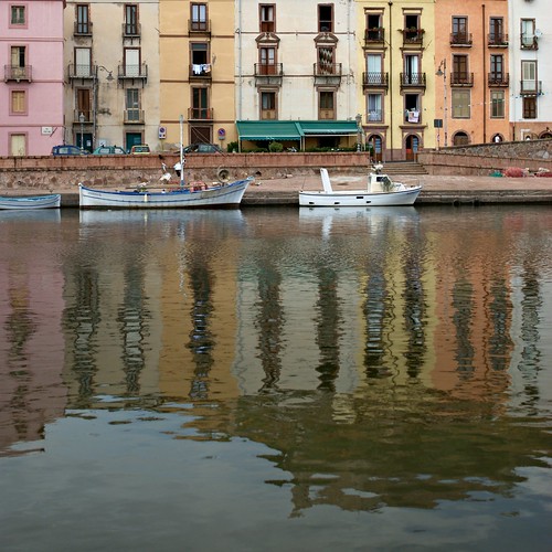 italy house color reflection water river boat town sardinia bosa nikkor35mm2d