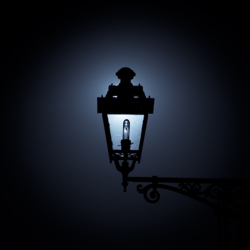 blue light lamp silhouette