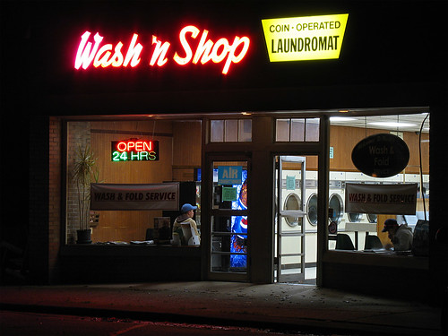 sign night neon nj laundromat morriscounty denville