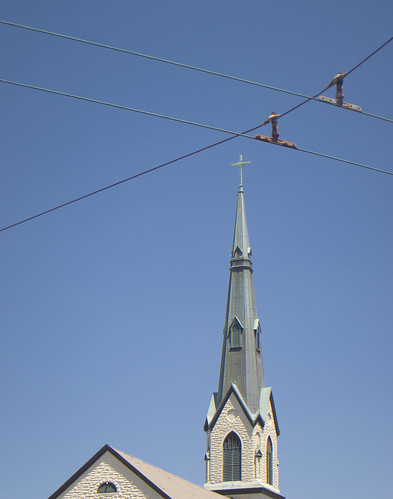 blue church lines weather day cross steeple clear symbolism cablecars daytonohio canons95