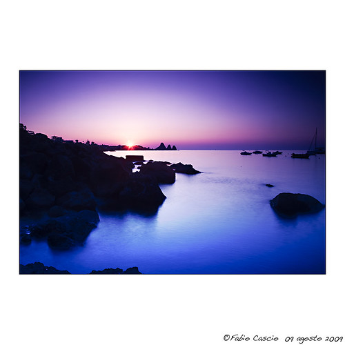 blue sunset sun seascape color beach sunrise canon rocks sicily catania sicilia acitrezza faraglioni acicastello eos5d ef24105l fabiocascio