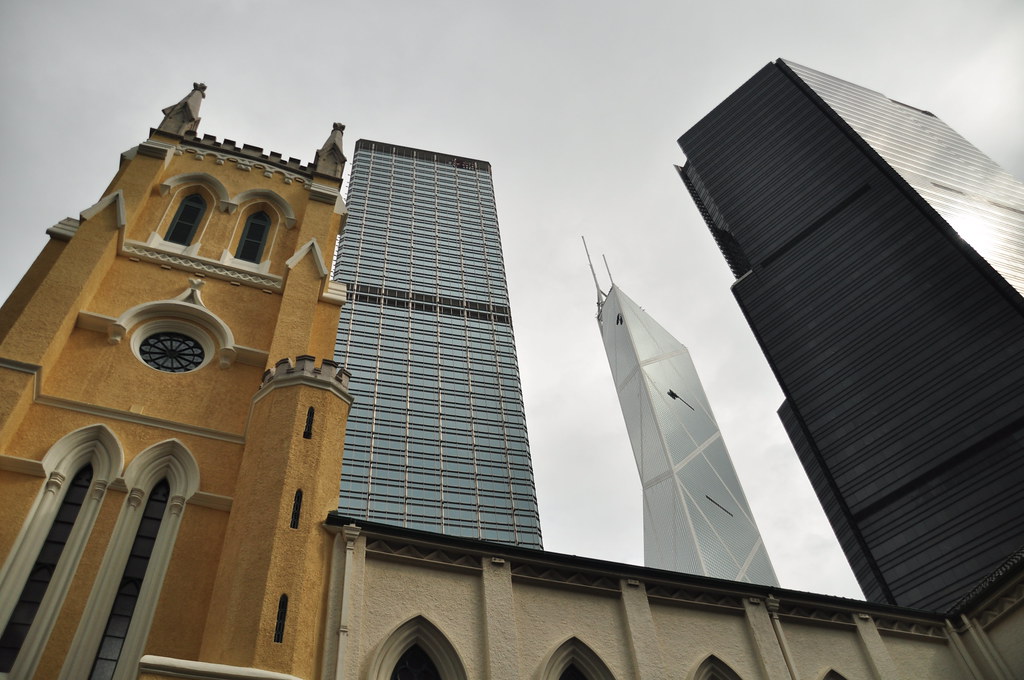 St. John's Cathedral and skyscrapers