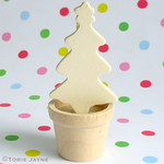 Wooden Christmas tree card holder