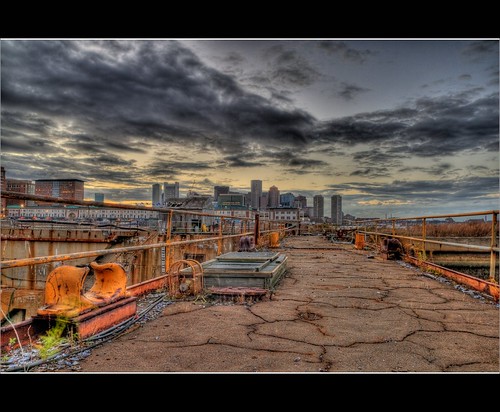 sunset urban boston industrial decay