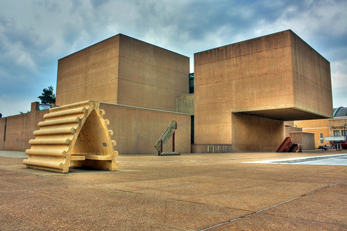 city summer sky sculpture newyork glass architecture clouds facade concrete day exterior shapes structure syracuse form rough void hdr impei cantilever rectilinear eversonmuseum eversonmuseumofart canoneosdigitalrebelxsi mauriziophotography