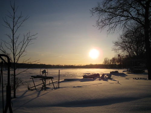 sunset snow ice michigan lakeland