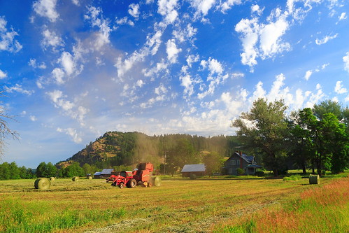 sky tractor farm hay