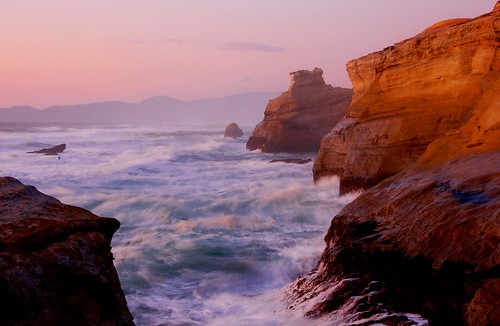 ocean sunset water oregon sandstone waves pacific pacificcity capekiwanda