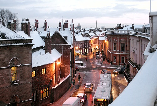 road street york roof winter snow cold ice weather skyline architecture night buildings rooftops dusk yorkshire 28mm junction historic smc 128 pentaxa