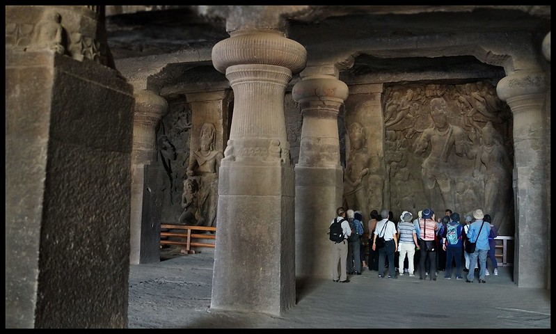 Tourists at Elephanta Cave 1