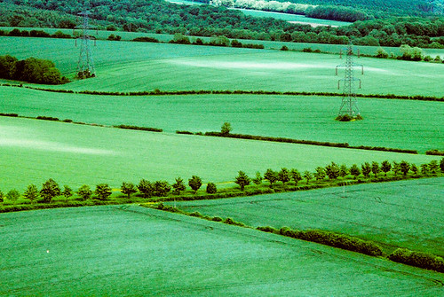 trees color colour slr film 35mm downs countryside xpro woods nikon power view cross crossprocess south hills wires processing electricity manual process pylons e6 hedges nikonfe2 fe2 c41