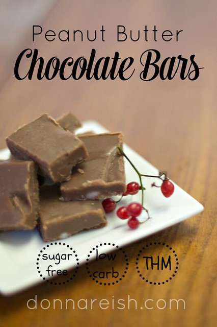 Sugar-Free Peanut Butter Chocolate Bars (THM S, Low Carb)