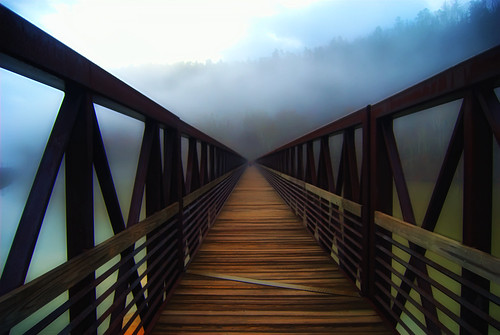 mist misty fog vanishingpoint footbridge foggy appalachiantrail jamesriver at