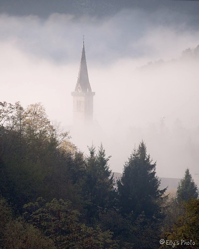 autumn panorama fall fog landscape nikon belltower campanile nebbia autunno paesaggi trentino d5000 civezzano