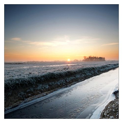 sun snow ice water netherlands sunrise friesland gorredijk