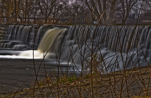 autumn water creek river landscape waterfall stream dam falls brook processed