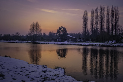 groenekan snow water reflection red blue color colors colours colour cloud clouds forest landscape light netherlands nederland nature outdoors outdoor panorama park sony sky sun sunset tree trees thenetherlands wimvandem winter dusk ditch 150199faves abigfave
