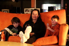 neeta watching coraline with her grandsons 