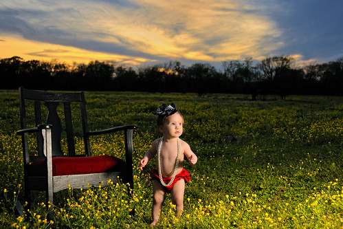 flowers sunset portrait sky baby girl field clouds necklace chair texas child tx oneyearold brazoria sb900 bluecityphotographycom