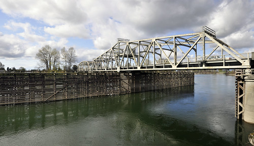 bridge panorama usa washington unitedstates skagit mountvernon swingbridge wideview skagitriver d90 jimadams nikond90