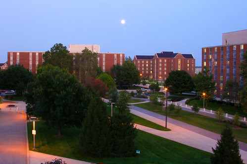 street sunset moon west up canon hall university lafayette harrison dusk dorm towers first indiana purdue residence boiler boilermakers boilers earhart