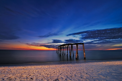 ocean statepark longexposure blue sunset beach stars star evening coast pier sand nikon glow gulf florida decay sandy footprints shore hour fl panhandle 2010 cto d300 sb800 floridapanhandle strobist camphelen superaplus aplusphoto tokina1116