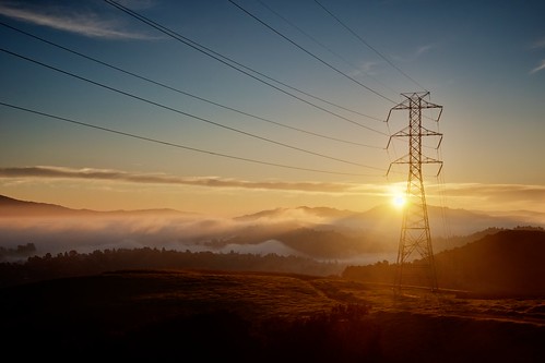 mist electric fog sunrise high hike wires electricity tension d90
