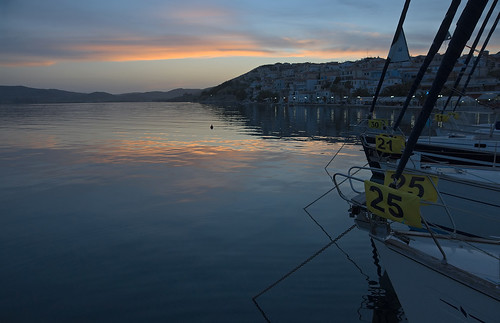 sunset sea sky reflection water boat yacht greece ermioni