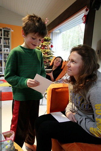 nick helps aunt megan open and read her birthday cards